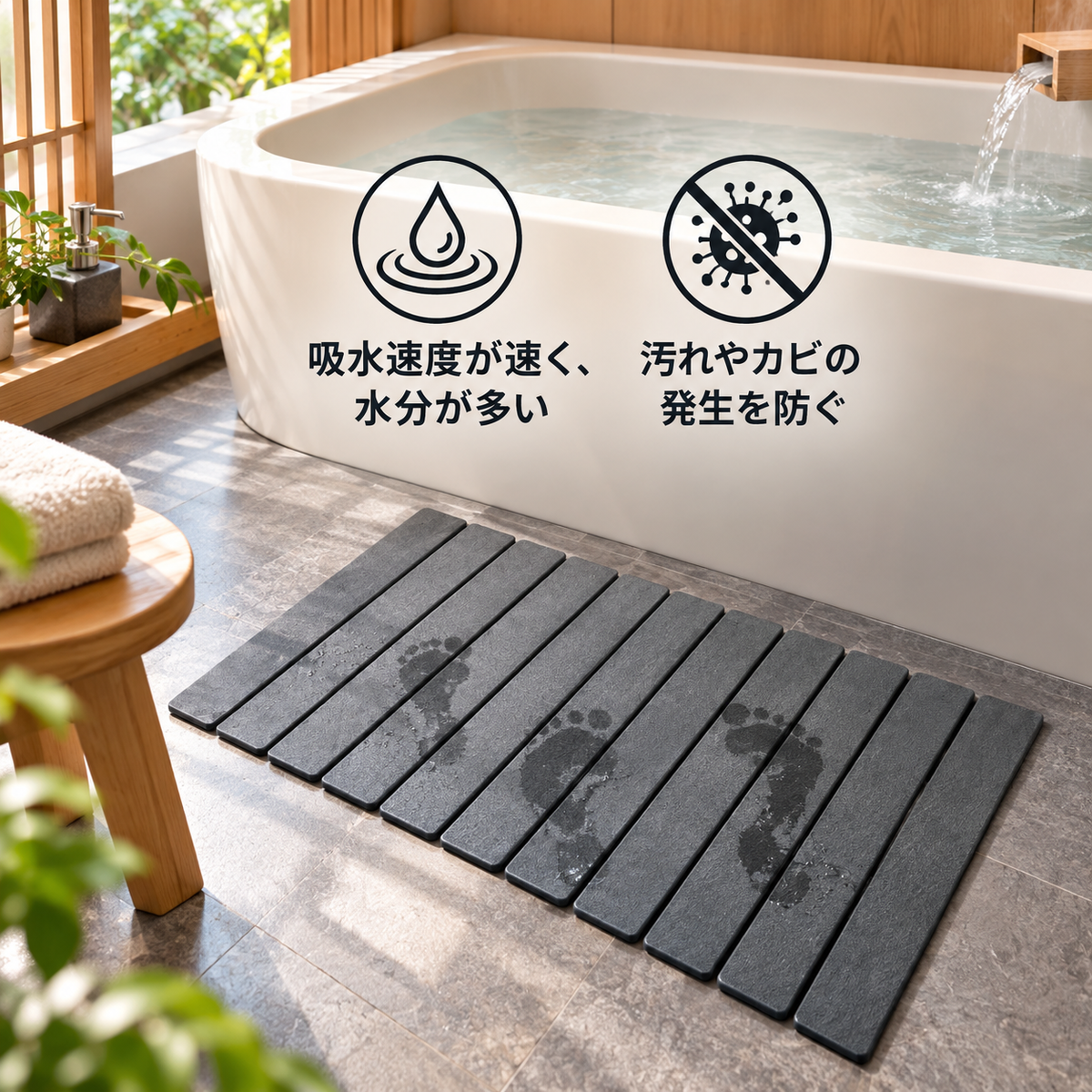 SUI°|折りたたみ珪藻土吸水マット